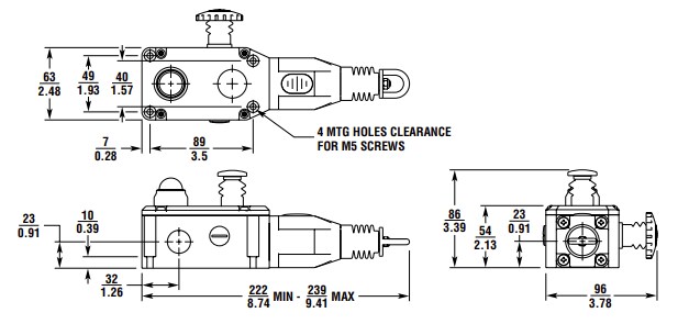 Mechanical Drawing - Omron Industrial Automation ER6022-SS Stainless Steel Rope Pull Switches