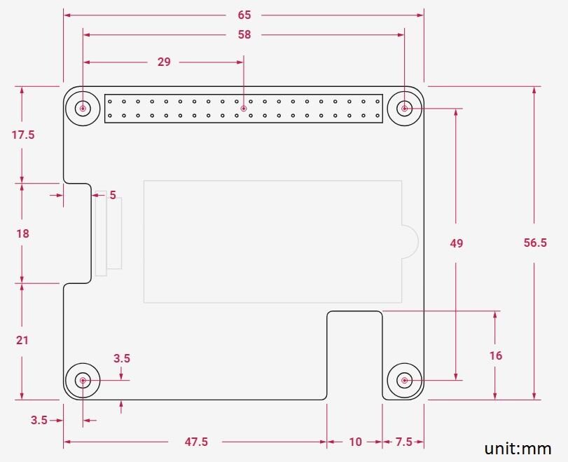 Mechanical Drawing - Raspberry Pi M.2 HAT+ for Pi 5