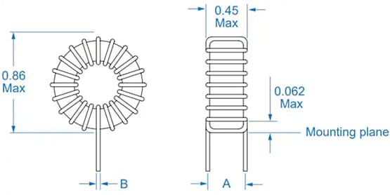 Mechanical Drawing - Signal Transformer / Bel High Current High Temperature Toroidal Inductors