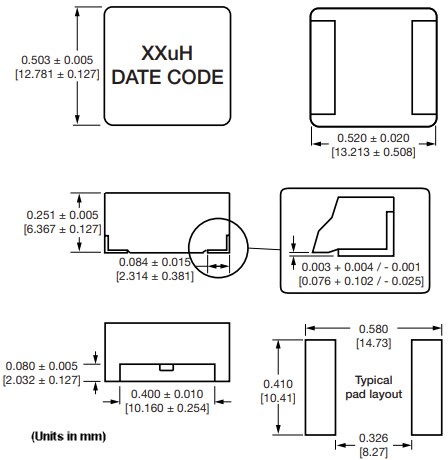 Mechanical Drawing - Vishay / Dale IHLP505WFD-5A Automotive Inductors