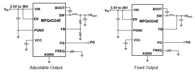 Application Circuit Diagram - Monolithic Power Systems (MPS) MPQ4324E Synchronous Step-Down Converters