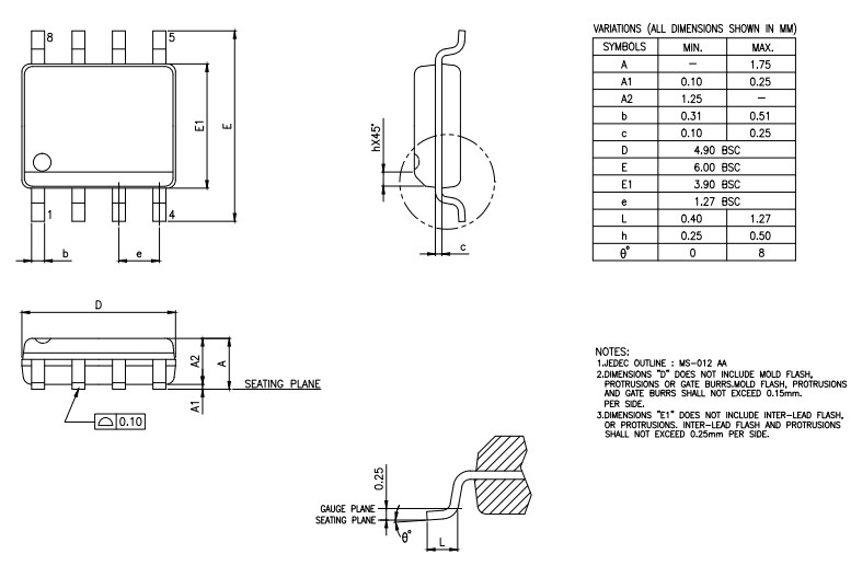 Mechanical Drawing - MaxLinear MxL8321x RS-485/422 Transceivers