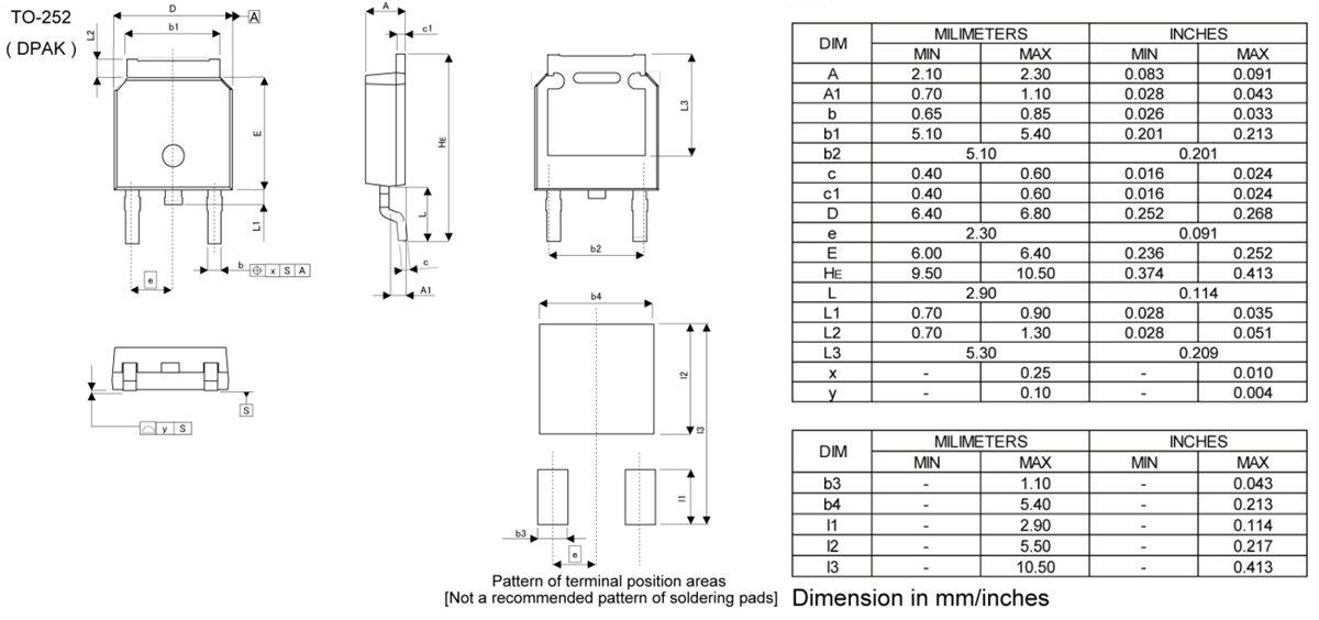 Mechanical Drawing - ROHM Semiconductor RD3G08CBLHRB N-Channel Power MOSFET