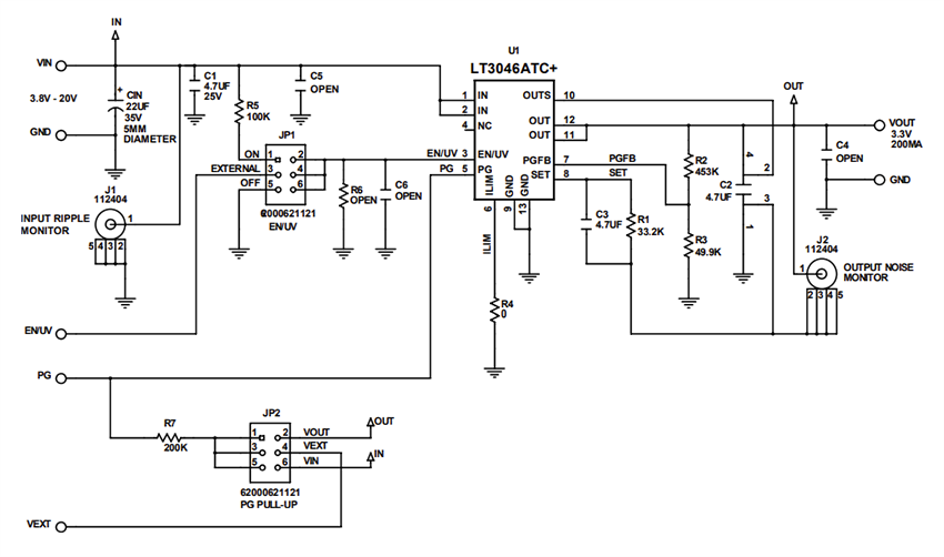Schematic - Analog Devices Inc. LT3046 Evaluation Kits