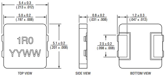 Mechanical Drawing - Bourns SRP0510F Shielded Power Inductors