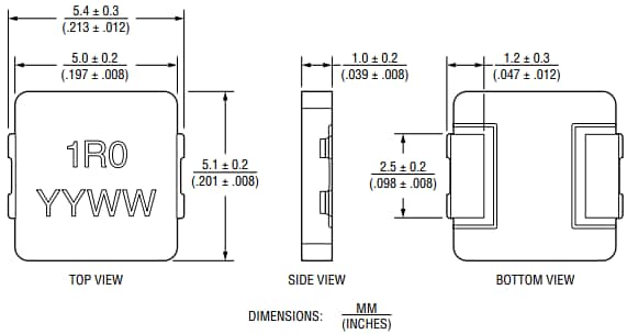 Mechanical Drawing - Bourns SRP0512F Shielded Power Inductors