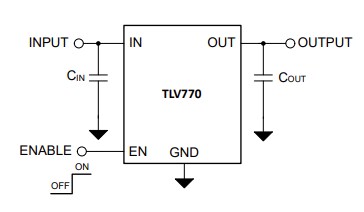 Application Circuit Diagram - Texas Instruments TLV770 Low-Dropout (LDO) Linear Regulators
