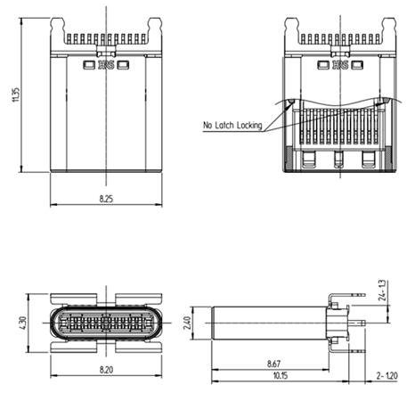 Mechanical Drawing - Hirose Electric CX81B USB Type-C®  Connectors