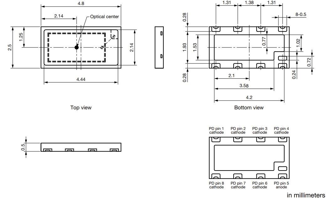 Mechanical Drawing - Vishay VEMD8082 Silicon PIN Photodiode