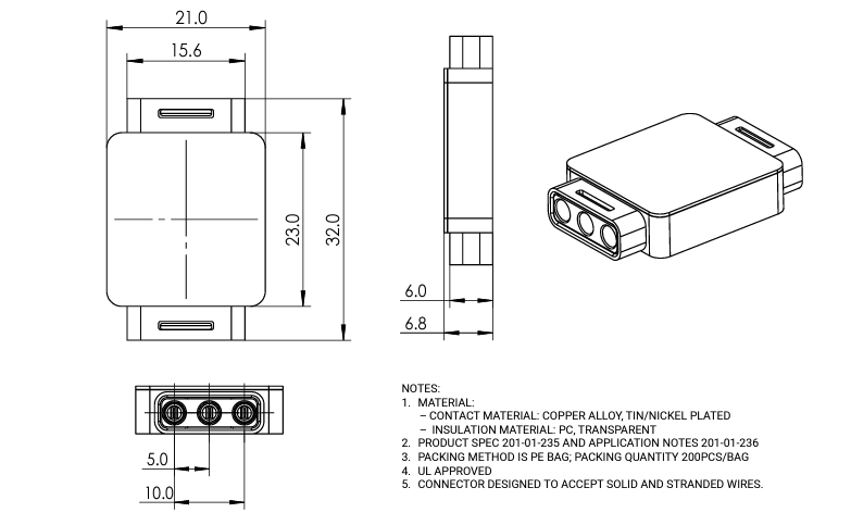 機械製圖 - KYOCERA AVX 9289-000防水線對線連接器