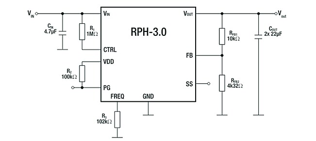 Application Circuit Diagram - RECOM Power RPH-3.0 Non-Isolated Step-Down Power Module