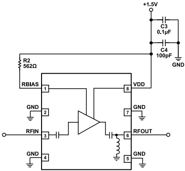 Application Circuit Diagram - Analog Devices Inc. ADL8140 Low Noise Amplifier