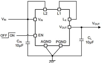 Application Circuit Diagram - Torex Semiconductor XCL109 & XCL110 Step-up Micro DC/DC Converters