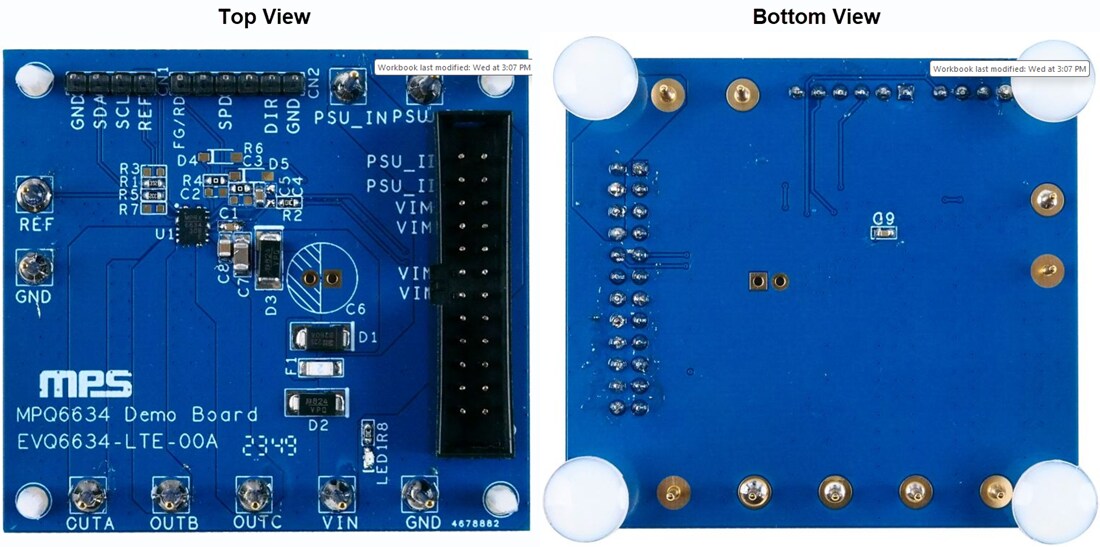 Mechanical Drawing - Monolithic Power Systems (MPS) EVQ6634-LTE-00A Motor Driver Evaluation Board