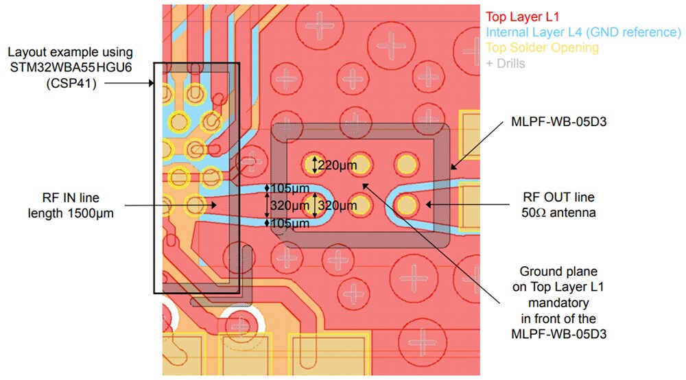 Mechanical Drawing - STMicroelectronics MLPF-WB-05D3 2.4GHz Low-Pass Filter