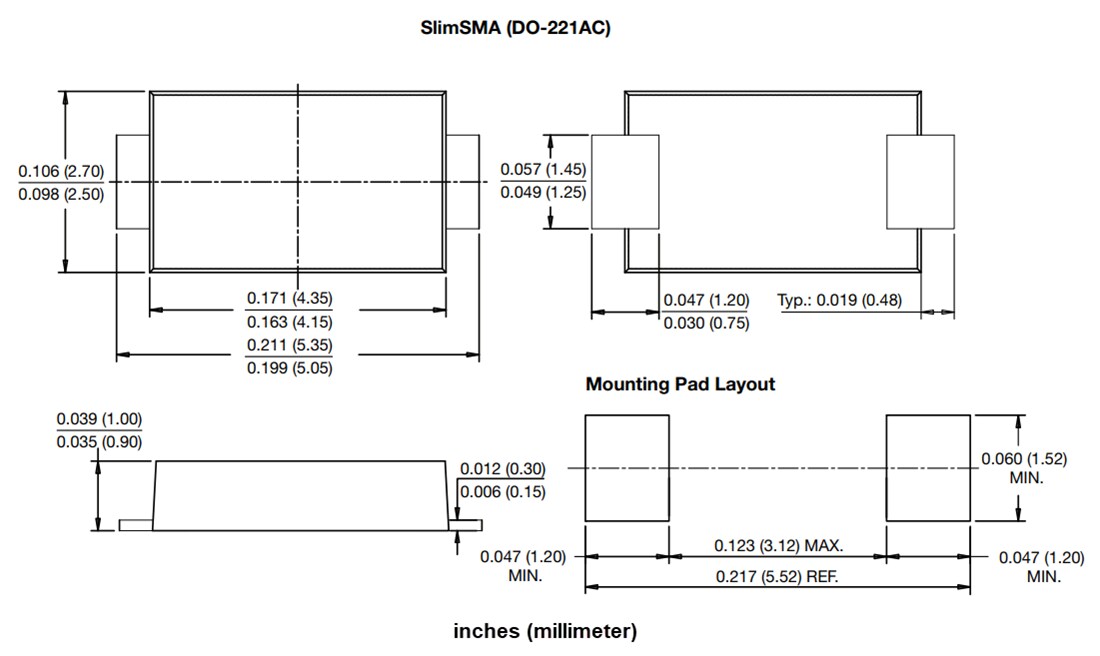 Mechanical Drawing - Vishay Semiconductors TA6FxxCA PAR® Transient Voltage Suppressors