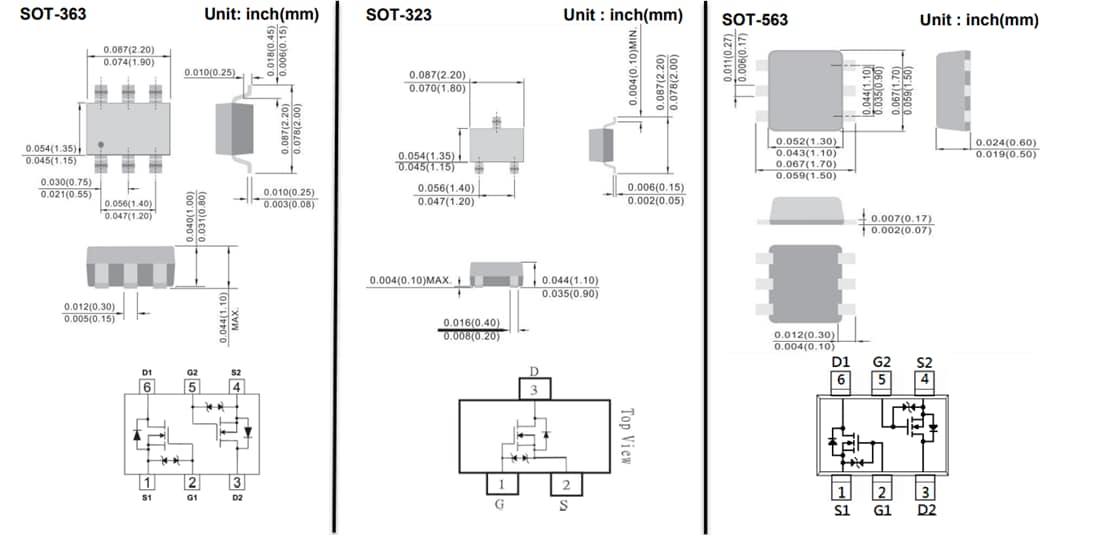 Mechanical Drawing - PANJIT 50V Enhancement Mode MOSFETs