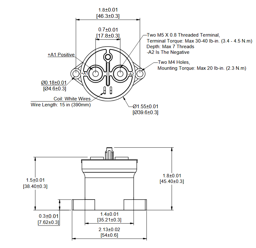 Mechanical Drawing - Altran Magnetics ASEV30 High-Voltage DC Contactors
