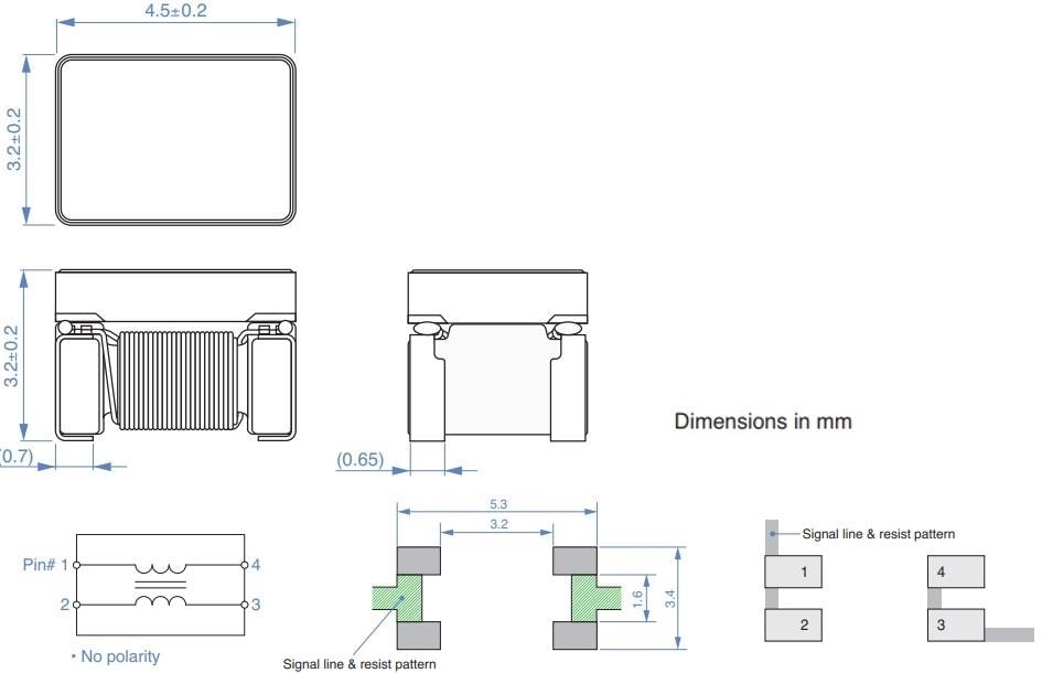 機械製圖 - TDK ADL-VK去耦電感器