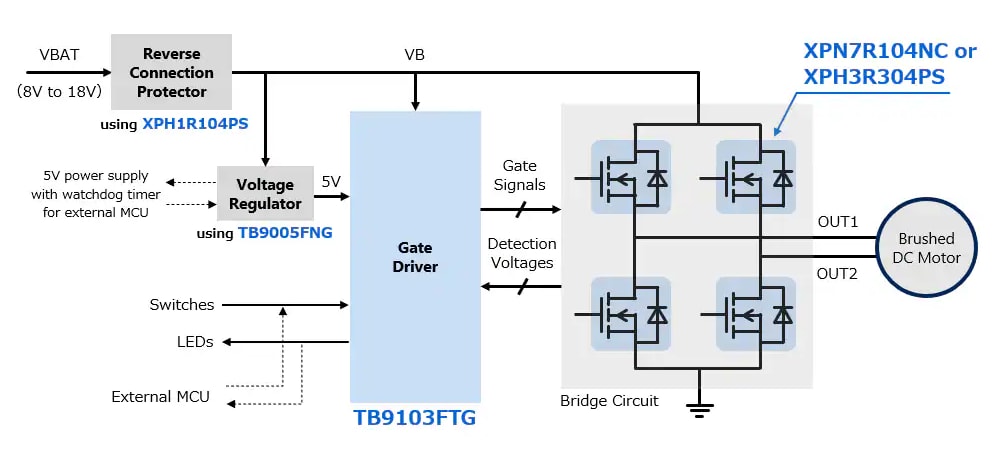 Application Circuit Diagram - Toshiba TB9103FTG Gate Driver IC