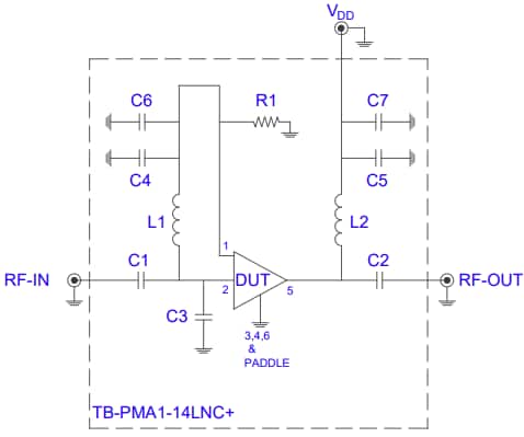 Application Circuit Diagram - Mini-Circuits PMA1-14LN+ Low Noise Amplifier