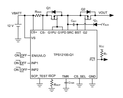 Application Circuit Diagram - Texas Instruments TPS1210-Q1 Smart High Side Driver