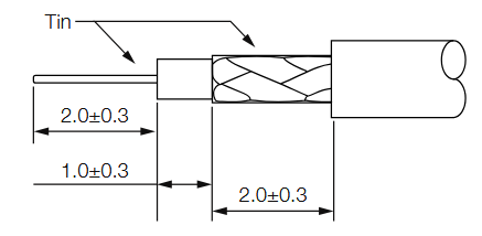 Mechanical Drawing - Siretta Stripped & Tinned RF Cable Assemblies