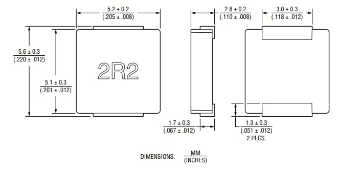Mechanical Drawing - Bourns SRP5030HMT Shielded Power Inductors