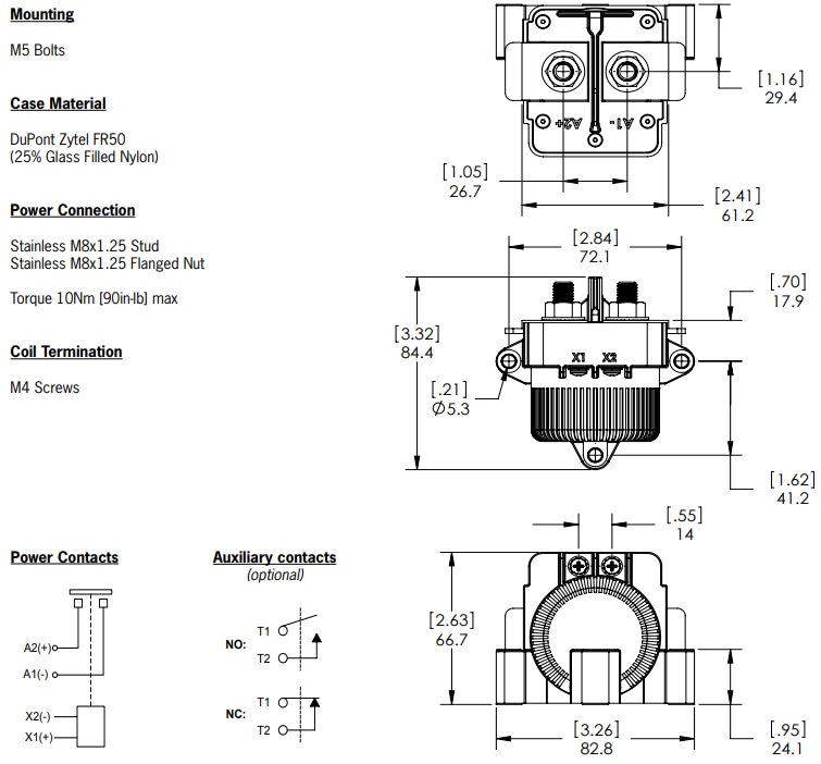 Mechanical Drawing - Gigavac GX32 150A Contactors