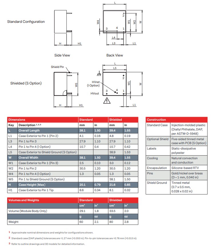 Mechanical Drawing - Advanced Energy / Ultravolt MPM DC-DC Power Supplies
