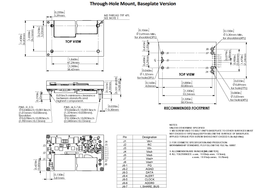 Mechanical Drawing - Murata Power Solutions MPQ860 860W Non-Isolated DC-DC Converters