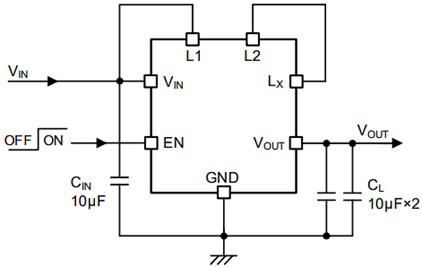 Application Circuit Diagram - Torex Semiconductor XCL108 Inductor Built-in Step-Up DC/DC Converters