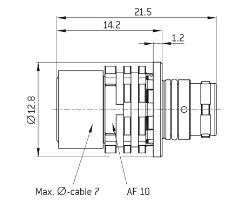 Mechanical Drawing - ODU AMC® High-Density 7-Pin, 10A Power Connectors