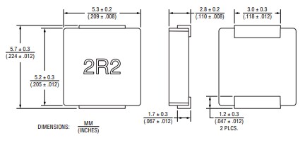 Mechanical Drawing - Bourns SRP5030HMCT Shielded Power Inductors
