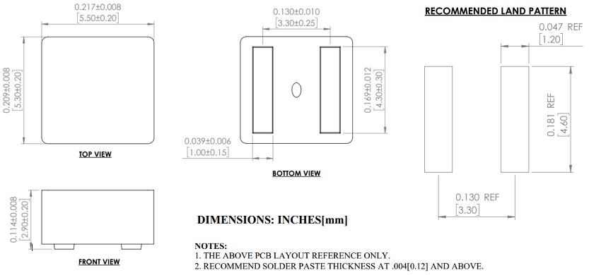 Mechanical Drawing - Abracon AMELH5030S Power Inductors