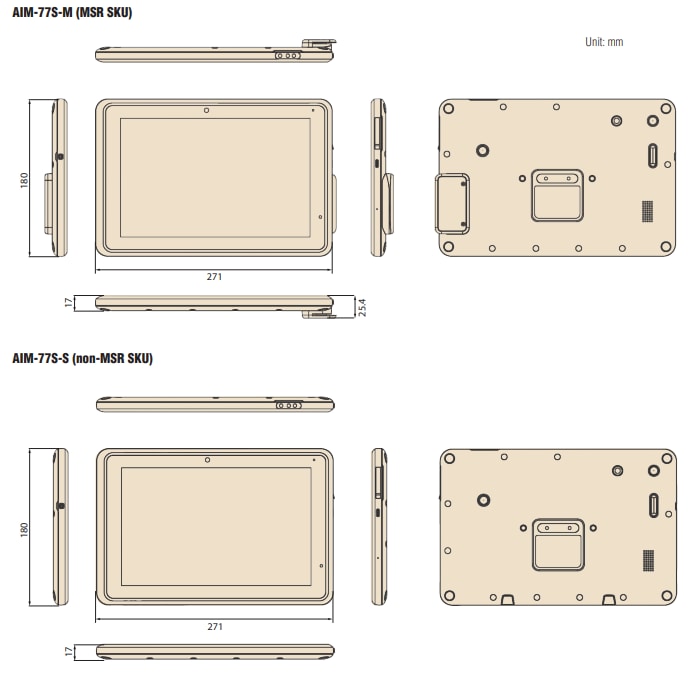 Mechanical Drawing - Advantech AIM-77S 10.1