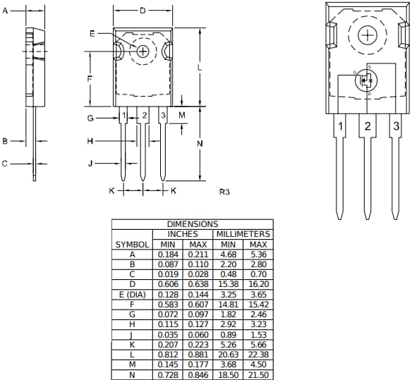 Mechanical Drawing - Central Semiconductor CDMS24783-120 N-Channel SiC MOSFET