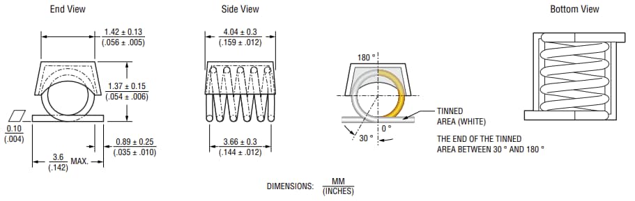 Mechanical Drawing - Bourns AC4013R Air Coil Inductors