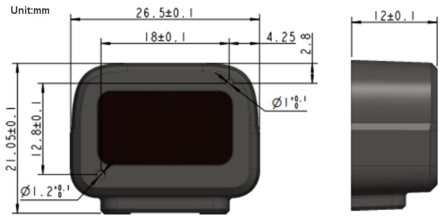 Mechanical Drawing - DFRobot TF-NOVA Line Laser LiDAR Sensor
