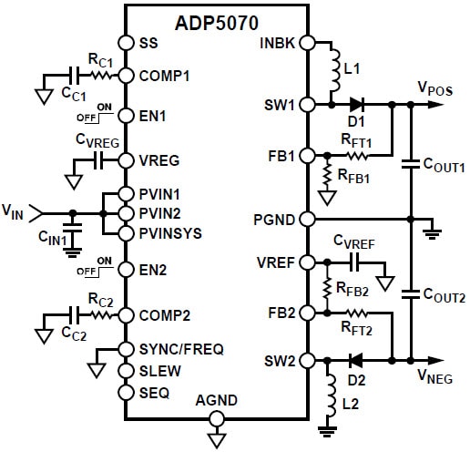 ADP5070 Typical Applications Circuit
