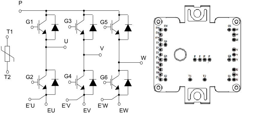 STMicroelectronics​ ACEPACK™ Sixpack Topology Pin Description and Package Top View