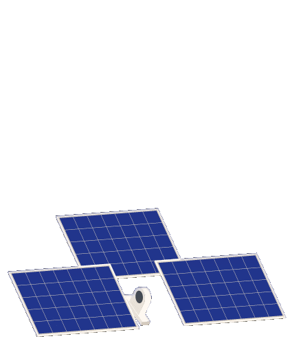 Solar panels animation with sunlight reflecting off panels